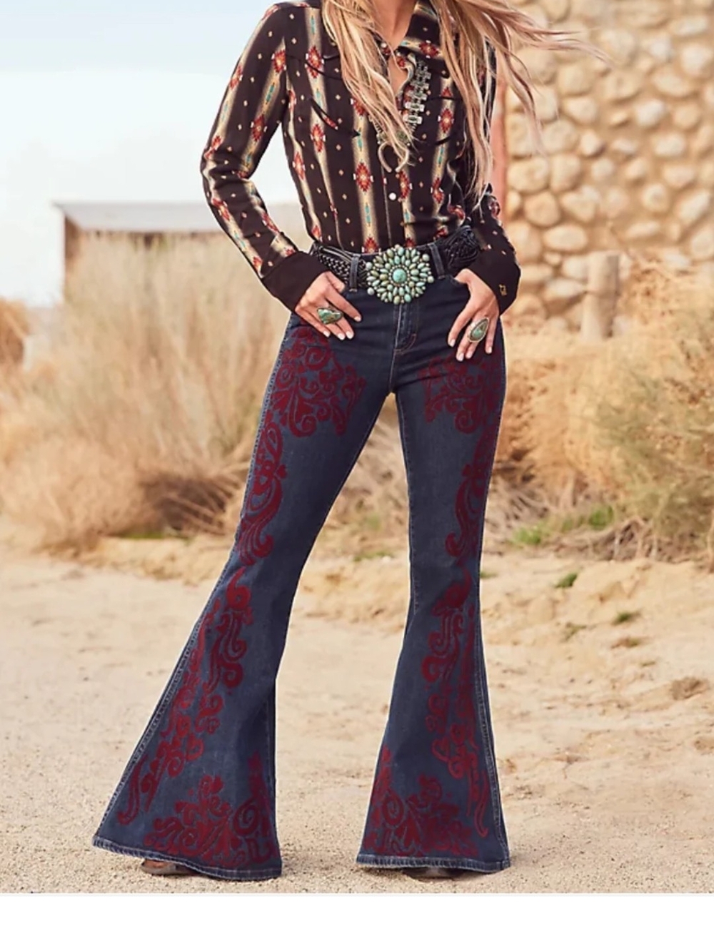 🤠Wrangler Lainey Wilson Flocked Country Western Jeans🤠